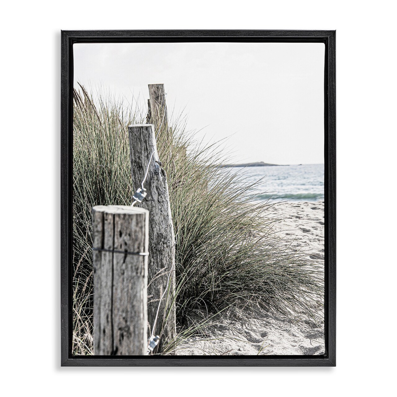 Stupell Industries Coastal Beach Landscape Framed Floater Canvas Wall Art